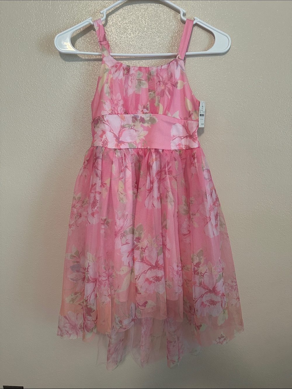 Pink Floral High-Low Party Dress for Kids